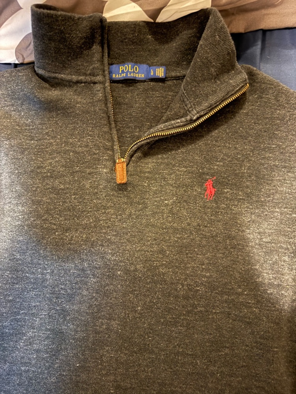 Ralph Lauren Charcoal Gray Zip Sweater with Blue Label